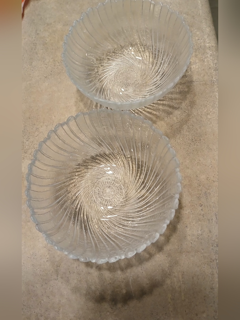 Vintage Seabreeze Swirl Glass Bowls - Set of 2
